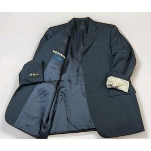 Burberry Suit Jacket 42R 100% Wool Navy Blue 3 Button Fully Lined Union Made USA